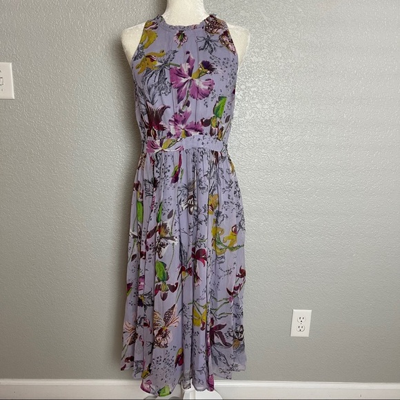 Anthropologie Floral Midi Dress - Lavender and Multicolor - Picture 4 of 14